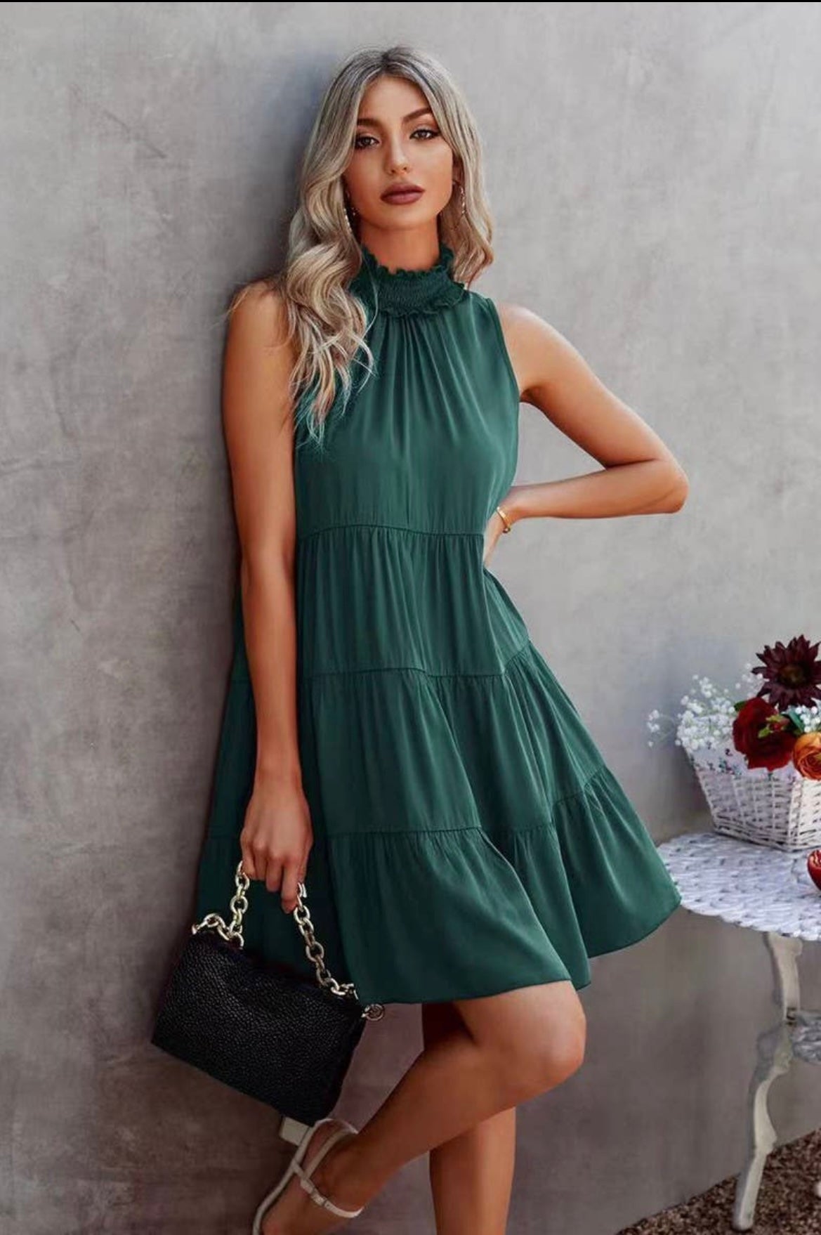 Emerald Green Halter Dress