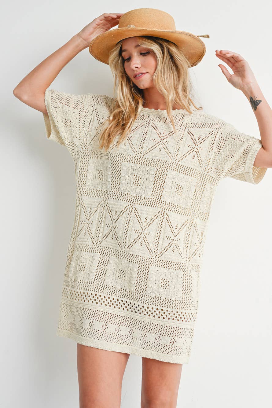 AZTEC KNIT SHIFT DRESS