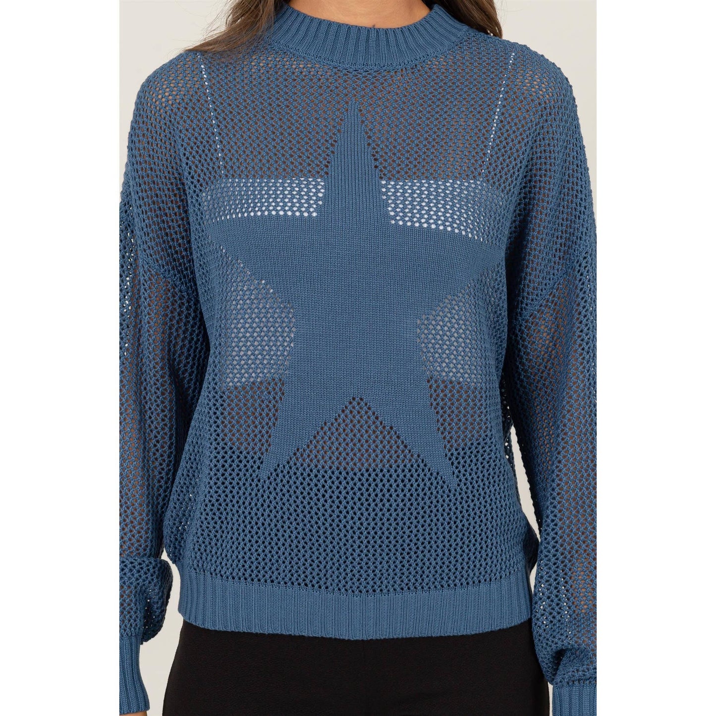 STAR PATTERN OPEN-STITCH SWEATER